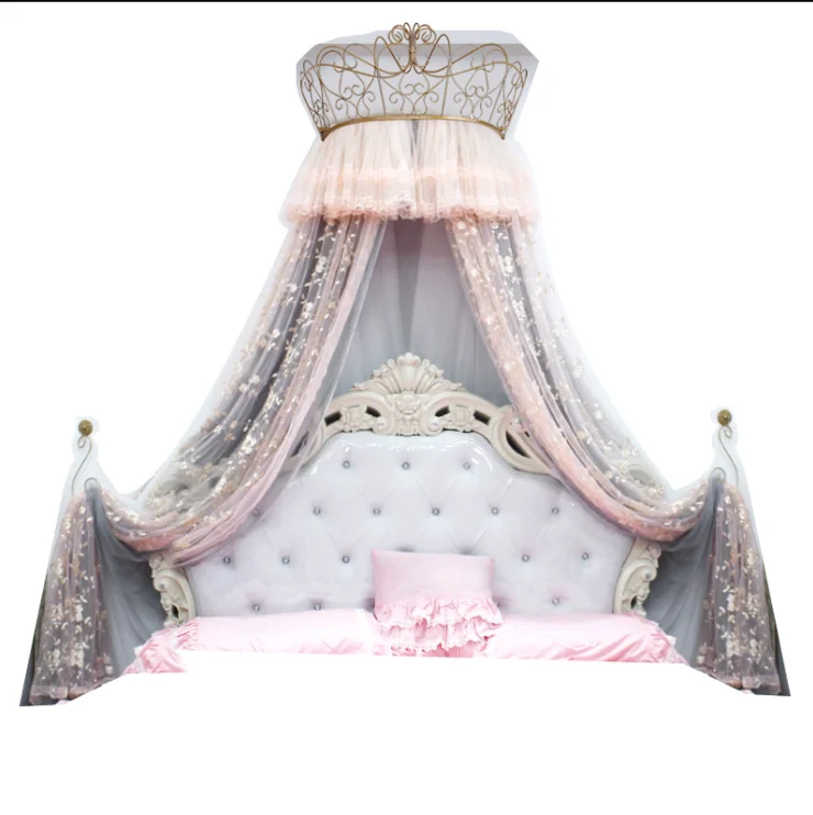 

Bed curtain bedside curtain palace princess style lace decorative curtain 1.8m European style gauze crown bracket