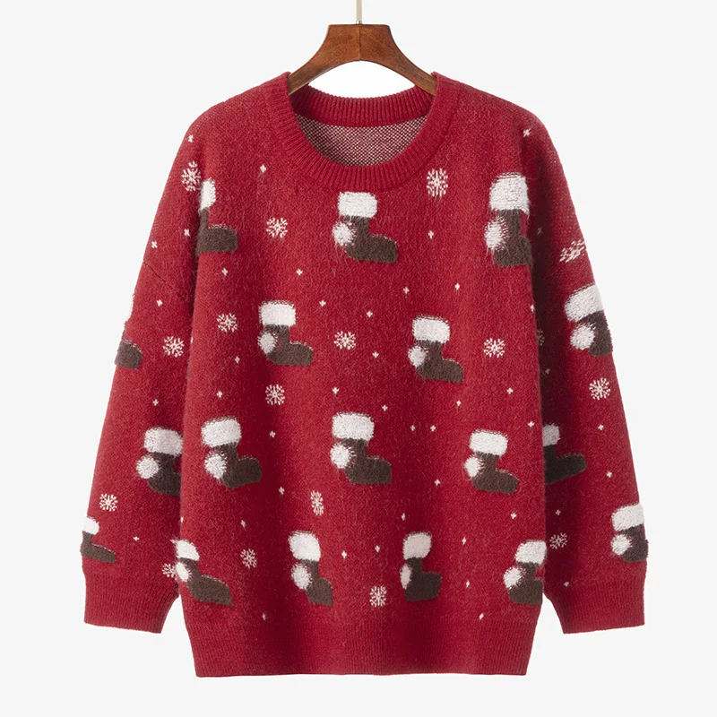 Plus Size Loose Red Christmas Sweaters Women Autumn Winter 2020 New Sweet All-match Cartoon Knit O Neck Thick Pullover Sweater
Plus Size Loose Red Christmas Sweaters Women Autumn Winter 2020 New Sweet All-match Cartoon Knit O Neck Thick Pullover Sweater