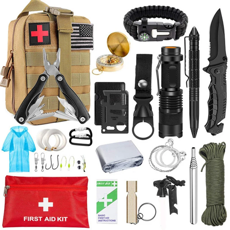 Multifunctional Emergency Survival Gear First Aid Kit Survival Emergency Blanket Tactical Flashlight for Camping Adventures
Multifunctional Emergency Survival Gear First Aid Kit Survival Emergency Blanket Tactical Flashlight for Camping Adventures