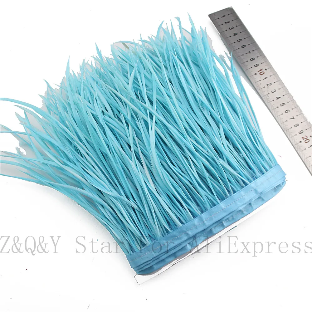 Natural goose feather 10-15CM (4-6 inches) dyed sky blue to do 2-10 yards single torn cloth edge DIY craft jewelry feather 
Natural goose feather 10-15CM (4-6 inches) dyed sky blue to do 2-10 yards single torn cloth edge DIY craft jewelry feather