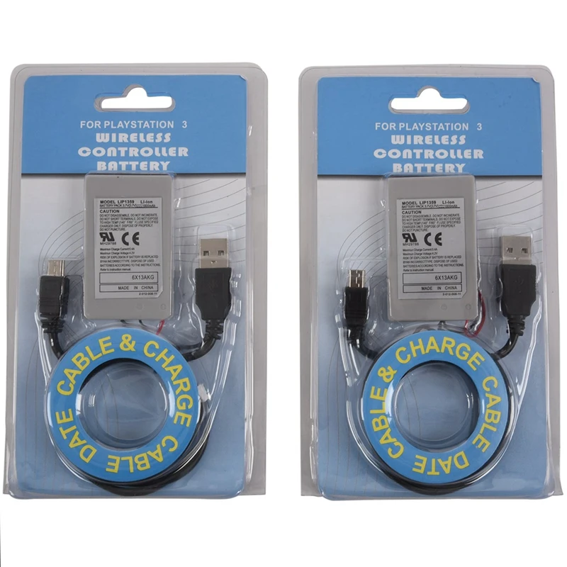 2x Батарея 1800 мА/ч 3 7 v + USB кабель для консоль Sony контроллер PS3 Игровые приставки