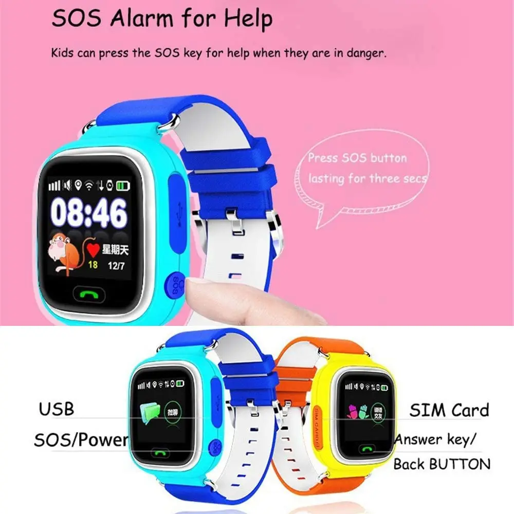 Смарт-часы Q90 Детские для детей с функцией SOS звонков GPS Wi-Fi трекером
