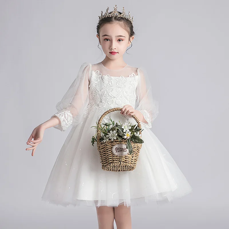Girls Long-sleeved Lace Dress Simple All-match Tutu Dress Kids Children's White Performance Costume White Elegant Skirts LB217
Girls Long-sleeved Lace Dress Simple All-match Tutu Dress Kids Children's White Performance Costume White Elegant Skirts LB217