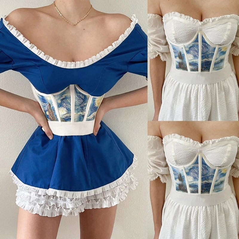Women Sexy Underbust Bustiers Corset Vintage Art Oil Painting Starry Night Print Waist Shaper Girdle Cincher Elastic Slim E56F
Women Sexy Underbust Bustiers Corset Vintage Art Oil Painting Starry Night Print Waist Shaper Girdle Cincher Elastic Slim E56F