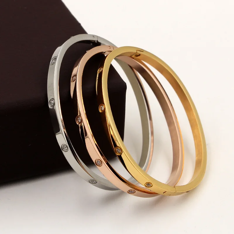 Beautiful Lovers Bracelets Woman Bracelets Stainless Steel Bangles and Bangles Cubic Zirconia Golden Woman Jewelry Gifts
Beautiful Lovers Bracelets Woman Bracelets Stainless Steel Bangles and Bangles Cubic Zirconia Golden Woman Jewelry Gifts