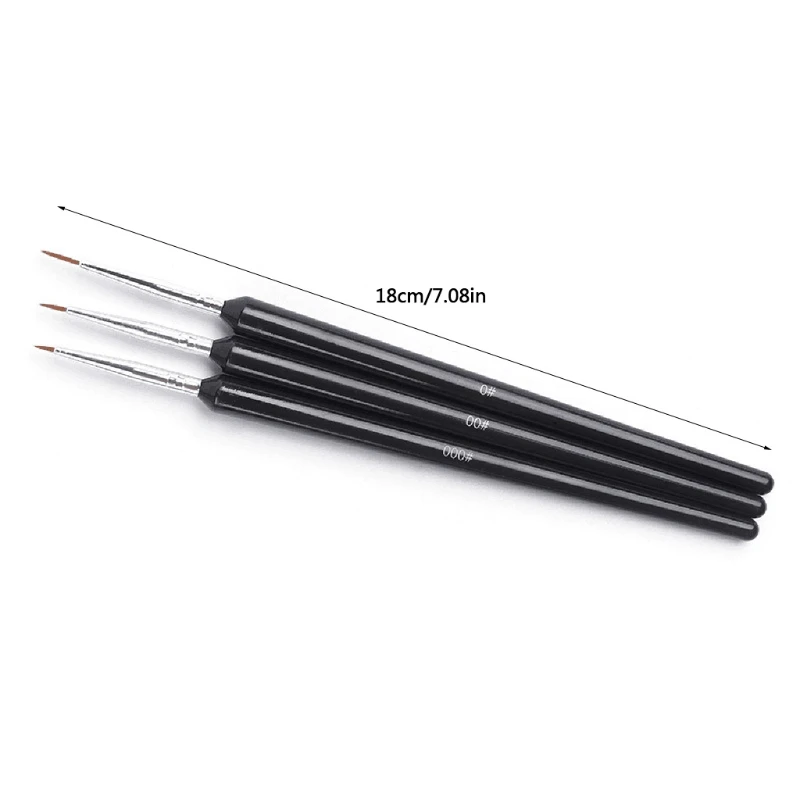 

3 pcs Nail Art Brushes Set Fine Liner Striping Brush for strokes Details Painting Blending Elongated Lines for Nail Art