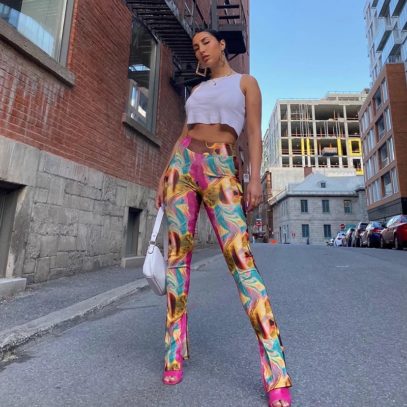 Y2K Pants Abstract Ripple Print High Waist Slit Trousers Hip Hop Streetwear Women Elastic Waist Pencil Slim Fit Trousers
Y2K Pants Abstract Ripple Print High Waist Slit Trousers Hip Hop Streetwear Women Elastic Waist Pencil Slim Fit Trousers