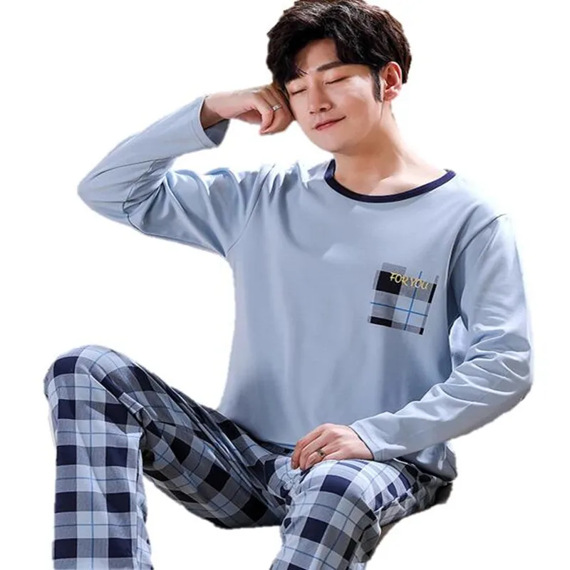 Spring And Autumn Mens Pyjamas Cotton Pajamas Long-sleeve Casual Men Pajama Set Plus Size L-4XL Sleepwear
Spring And Autumn Mens Pyjamas Cotton Pajamas Long-sleeve Casual Men Pajama Set Plus Size L-4XL Sleepwear