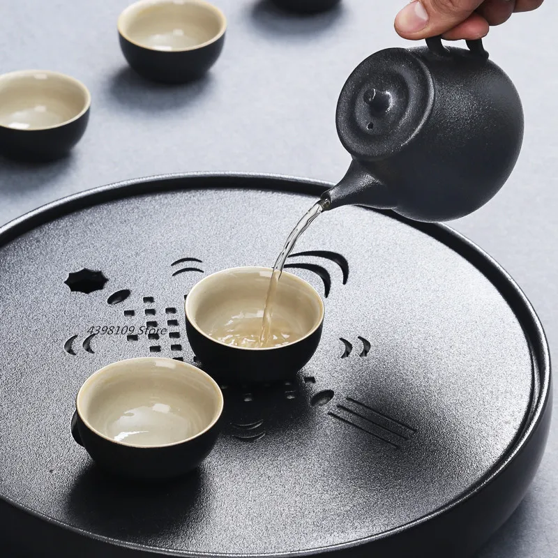 Chinese Kung Fu Tea Set High Quality Black Pottery One Pot Two Cups Ceramic Water Storage Tea Tray / Portable Travel Tea Set
Chinese Kung Fu Tea Set High Quality Black Pottery One Pot Two Cups Ceramic Water Storage Tea Tray / Portable Travel Tea Set