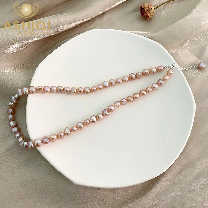 ASHIQI Natural Freshwater Baroque Pearl Necklace Genuine 925 Sterling Silver Button Jewelry Gift for Women
ASHIQI Natural Freshwater Baroque Pearl Necklace Genuine 925 Sterling Silver Button Jewelry Gift for Women