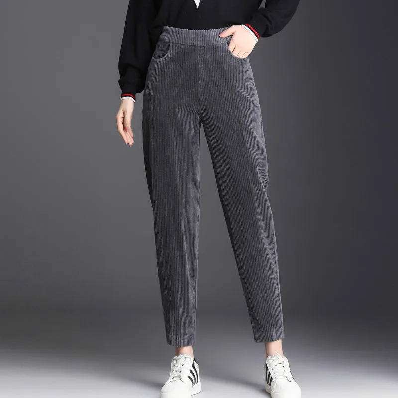 2021 Winter Women's Corduroy Warm Pants Casual Thick Plush Female Long Pants Elastic High Waist Harem Pants Fleece Trousers Y396
2021 Winter Women's Corduroy Warm Pants Casual Thick Plush Female Long Pants Elastic High Waist Harem Pants Fleece Trousers Y396