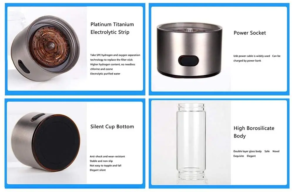 Hydrogen Water Bottle Portable Hydrogen Water Maker Hydrogen Rich Water Ionizer Bottle, SPE PEM Technology USB Rechargeable SH7
Hydrogen Water Bottle Portable Hydrogen Water Maker Hydrogen Rich Water Ionizer Bottle, SPE PEM Technology USB Rechargeable SH7