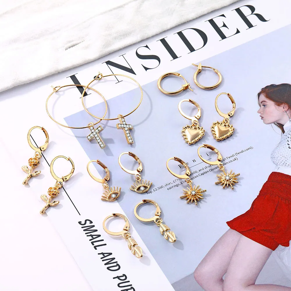 VKME Vintage Geometric Metal Earrings Set For Women Brincos Geometric Crystal Heart Cross Drop Earring Fashion Jewelry
VKME Vintage Geometric Metal Earrings Set For Women Brincos Geometric Crystal Heart Cross Drop Earring Fashion Jewelry