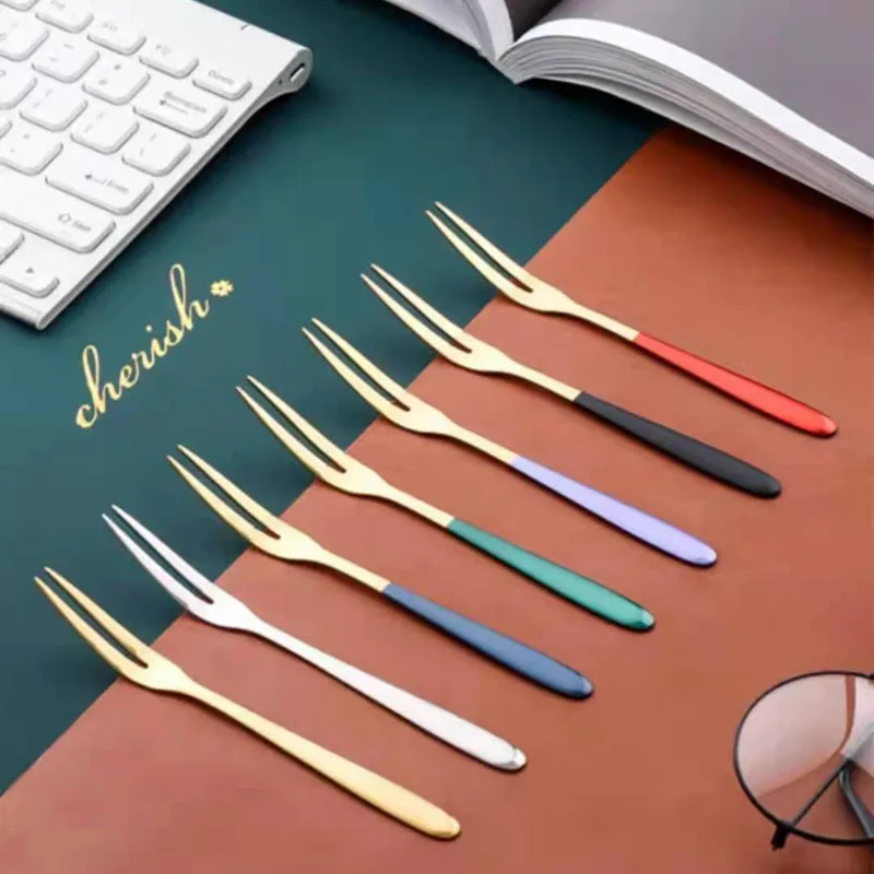 Stainless Steel Color Fruit Small Fork Set Stainless Steel Dessert Nordic Style Household European Creative Lovely Vaisselle
Stainless Steel Color Fruit Small Fork Set Stainless Steel Dessert Nordic Style Household European Creative Lovely Vaisselle