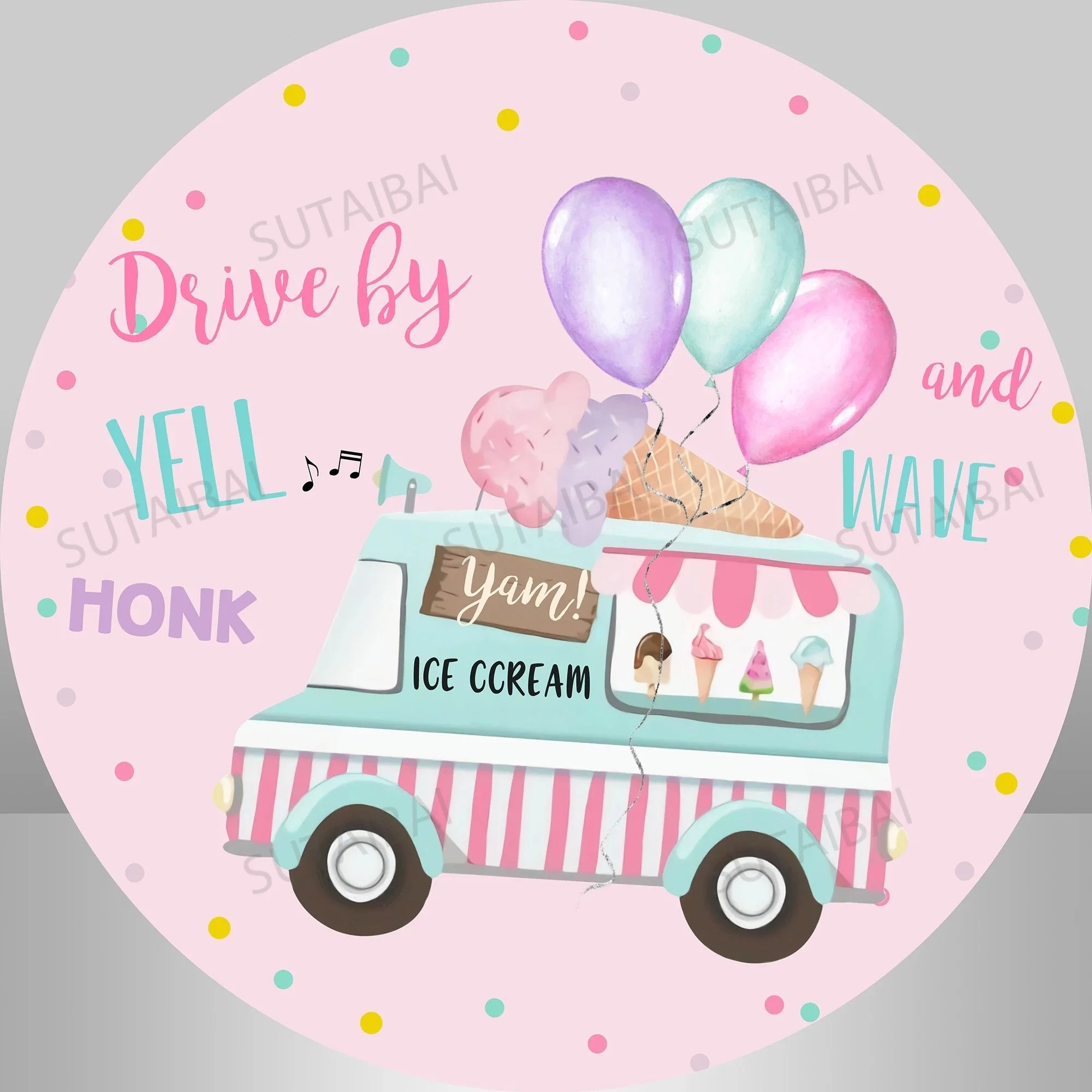 Ice Cream Car Circle Round Backdrop Cover Pink Girl BIrthday Party Decor Banner Dessert Table Background Photocall Photophone
Ice Cream Car Circle Round Backdrop Cover Pink Girl BIrthday Party Decor Banner Dessert Table Background Photocall Photophone
