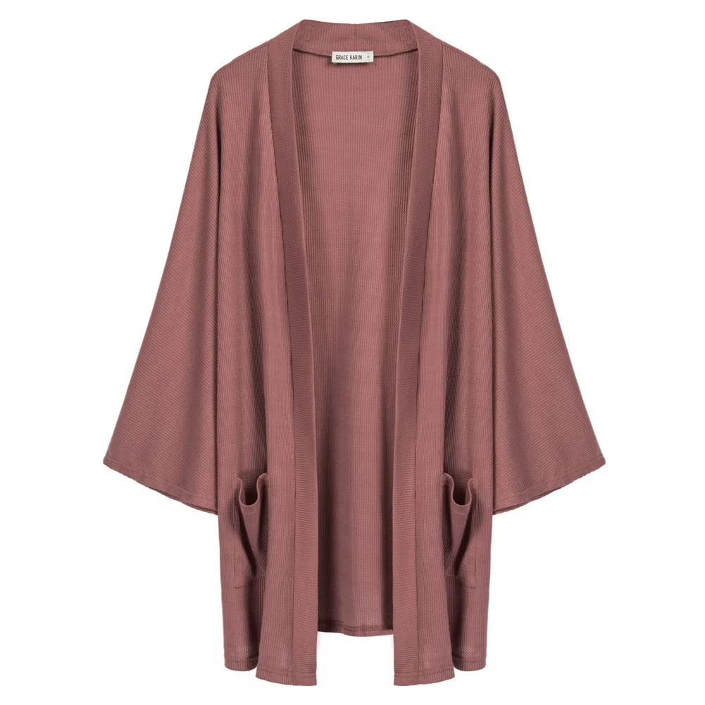 GK Women Waffle Textured Cardigan Batwing Sleeve Open Front Mid-Thigh Cover-up Nine-quarter Sleeves Waffle Texture Cardigan
GK Women Waffle Textured Cardigan Batwing Sleeve Open Front Mid-Thigh Cover-up Nine-quarter Sleeves Waffle Texture Cardigan