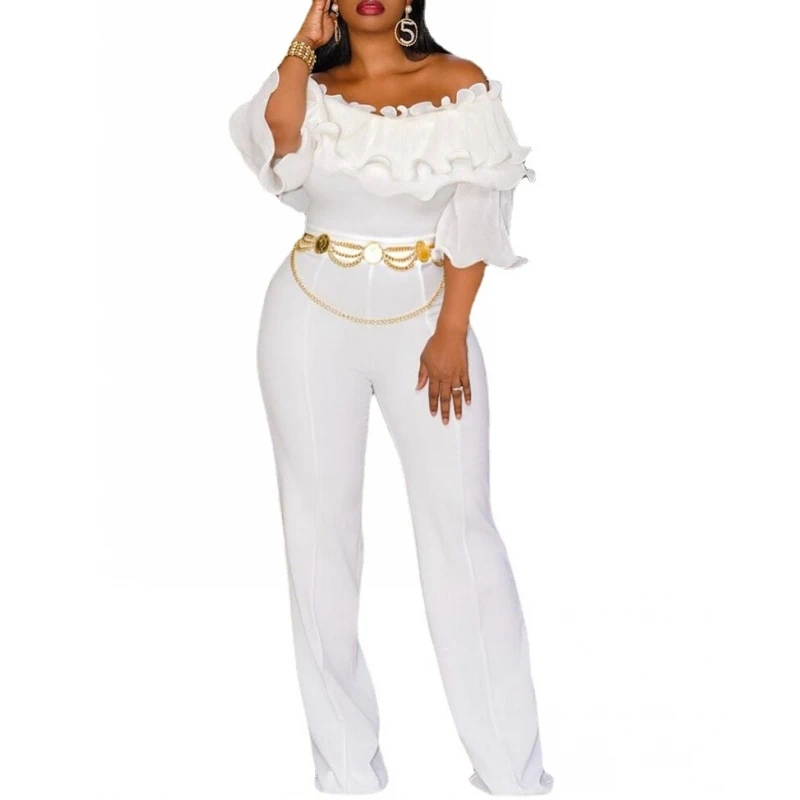 Women Off The Shoulder Ruffles Sexy Jumpsuits Short Sleeve Slash Neck High Waist Summer Autumn Overall Bodysuits Female
Women Off The Shoulder Ruffles Sexy Jumpsuits Short Sleeve Slash Neck High Waist Summer Autumn Overall Bodysuits Female