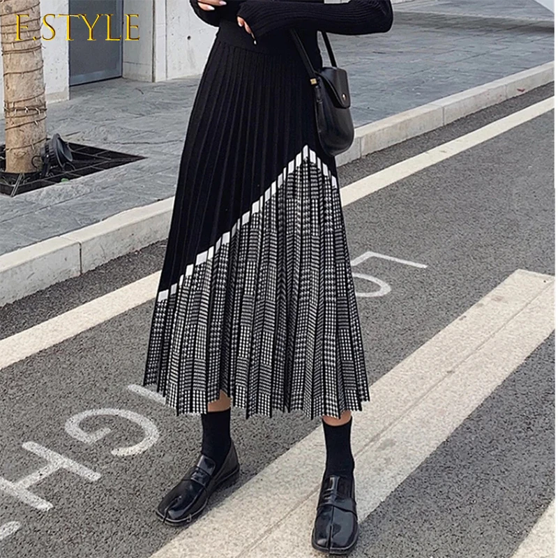 2021 Winter Women's Fashion Houndstooth Midi Skirt Female High Waist Pleated Knitted Thick Black Warm Skirts
2021 Winter Women's Fashion Houndstooth Midi Skirt Female High Waist Pleated Knitted Thick Black Warm Skirts