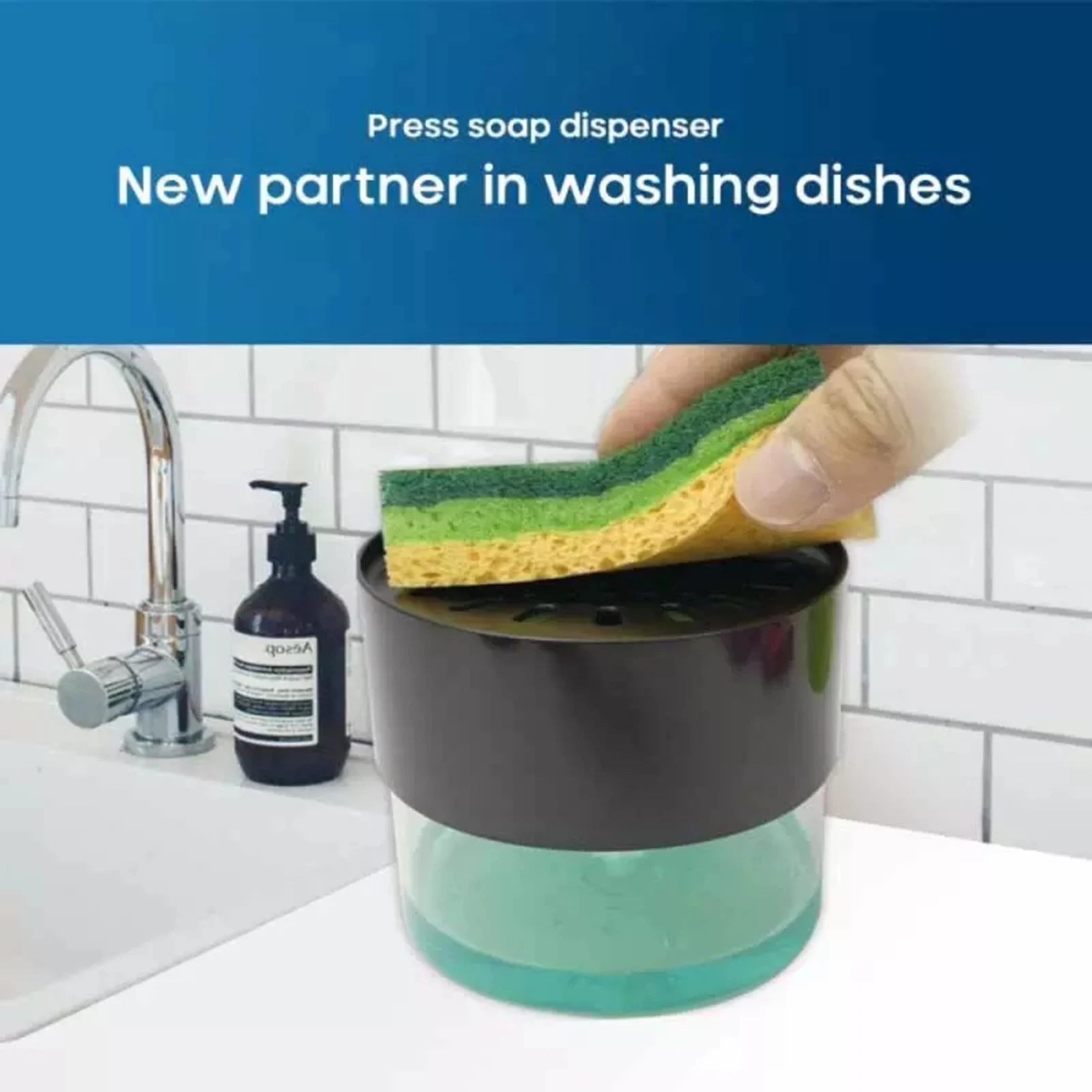 Detergent Round Push Type Soap Automatic Liquid Dispenser Convenience Press Sponge Soap Dispenser For Kitchen D1
Detergent Round Push Type Soap Automatic Liquid Dispenser Convenience Press Sponge Soap Dispenser For Kitchen D1