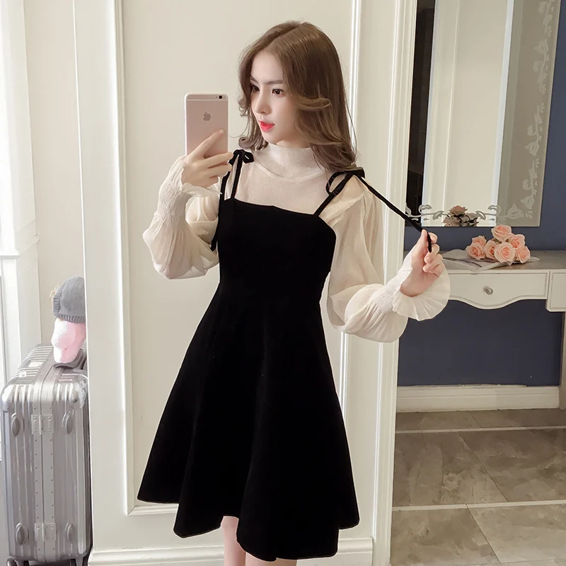 Spring New Elegant Two Piece Dress for Women Women Winter Korean A-Line O-Neck Tops and Black Sundress Streetwear Dress Vestidos
Spring New Elegant Two Piece Dress for Women Women Winter Korean A-Line O-Neck Tops and Black Sundress Streetwear Dress Vestidos