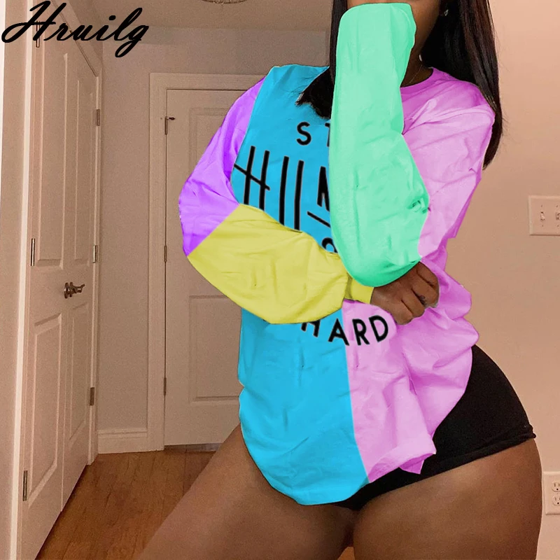 Sweatshirt Women Colorful Patchwork Letter Print Loose Fashion Sweatshirt Women Fitness Run Casual Streetwear Pullover Tops
Sweatshirt Women Colorful Patchwork Letter Print Loose Fashion Sweatshirt Women Fitness Run Casual Streetwear Pullover Tops
