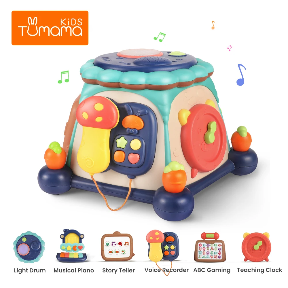 TUMAMA 6 в 1 детский игровой куб музыкальные барабанные инструменты с огнями и