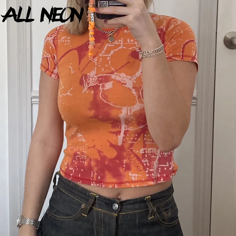 ALLNeon E-girl Aesthetics O-neck Short Sleeve Orange T-shirts Y2K Streetwear Tie Dye Print Cute Crop Tops Summer Tees Fashion
ALLNeon E-girl Aesthetics O-neck Short Sleeve Orange T-shirts Y2K Streetwear Tie Dye Print Cute Crop Tops Summer Tees Fashion