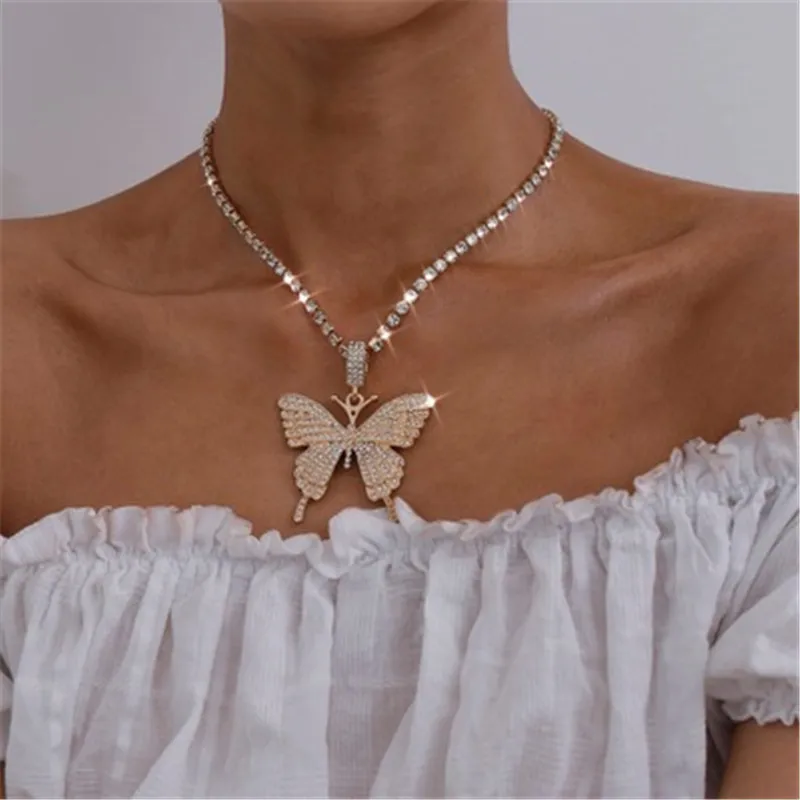 4Colors Rhinestone Butterfly Necklace Link Long Chain Pendent Gifts for Women Chains Bling Hip Hop Fashion Jewelry
4Colors Rhinestone Butterfly Necklace Link Long Chain Pendent Gifts for Women Chains Bling Hip Hop Fashion Jewelry