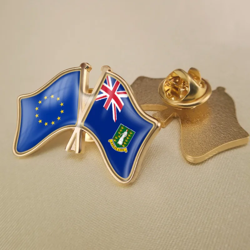 European Union and British Virgin Islands Crossed Double Friendship Flags Brooch Badges Lapel Pins
European Union and British Virgin Islands Crossed Double Friendship Flags Brooch Badges Lapel Pins