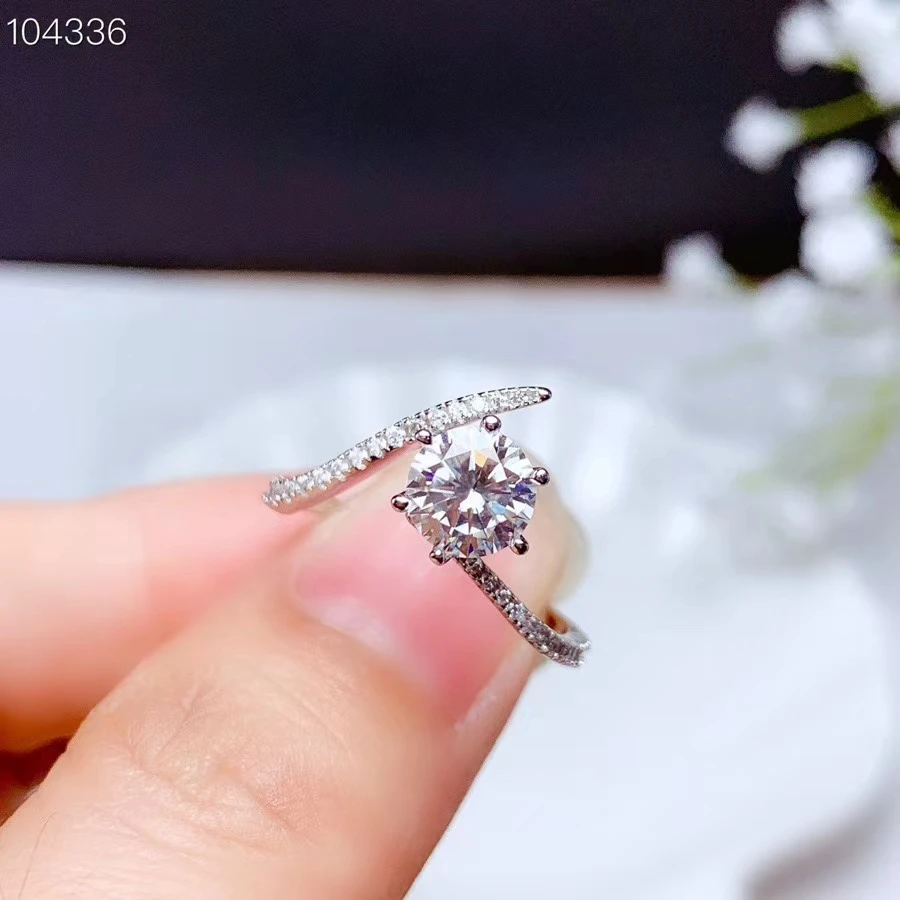 

exquisitie crackling moissanite gemstone ring women jewelry gift engagement ring six claw set shiny better than diamond gift