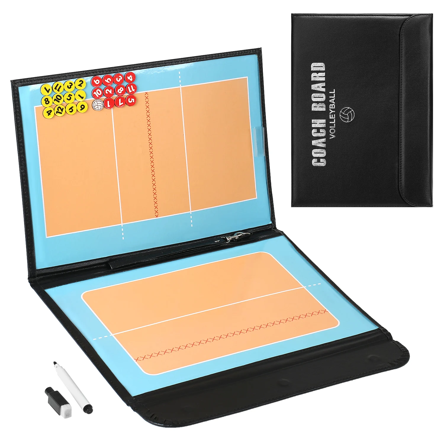 Foldable Volleyball Magnetic Tactic Board Coaching Strategy Board with Marker Pieces and 2-in-1 Pen Volleyball Equipment
Foldable Volleyball Magnetic Tactic Board Coaching Strategy Board with Marker Pieces and 2-in-1 Pen Volleyball Equipment