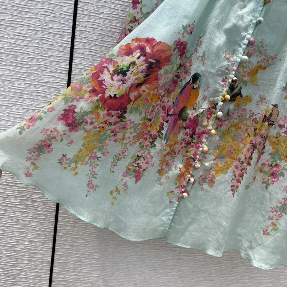 2021 Fashion Print Stand Collar Shirts High Quality Women Drop Shoulder Lantern Sleeve Big Shirts on Linen Fabric Blouses
2021 Fashion Print Stand Collar Shirts High Quality Women Drop Shoulder Lantern Sleeve Big Shirts on Linen Fabric Blouses