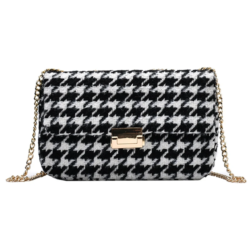 Fashion Houndstooth WOOL and PU Shoulder Bag Small Bag Luxury Handbags Women Bags Designer SAC A Main Crossbody Bags for Women
Fashion Houndstooth WOOL and PU Shoulder Bag Small Bag Luxury Handbags Women Bags Designer SAC A Main Crossbody Bags for Women