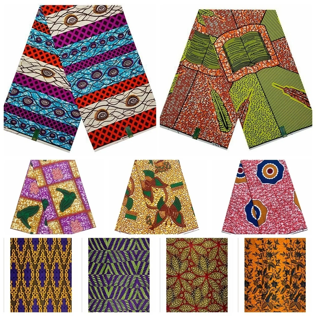 

Ткань из Анкары, Африканский настоящий восковой принт, 100% хлопок, швейный материал для платья, 2021, Высококачественная восковая ткань, Африканский хлопок, 6 ярдов