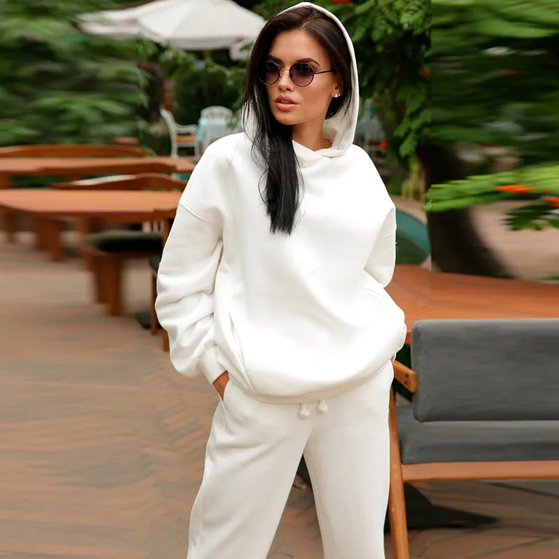 Fashion Solid Sweatshirt Suit Casual Long-sleeved Hooded Blouse+High Waist Drawstring Straight Loose Pants Lady Two Piece Set
Fashion Solid Sweatshirt Suit Casual Long-sleeved Hooded Blouse+High Waist Drawstring Straight Loose Pants Lady Two Piece Set