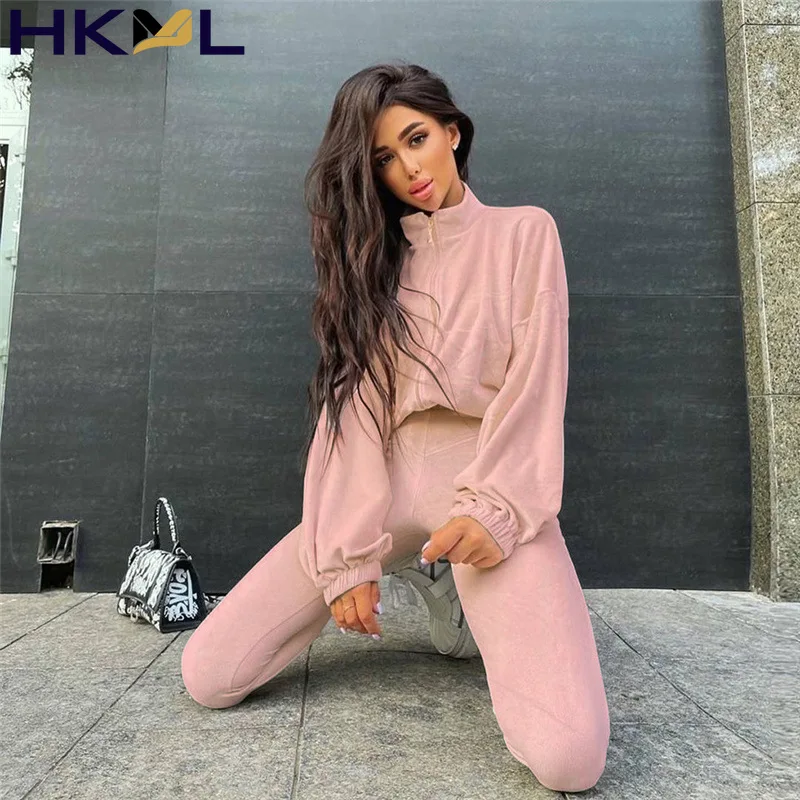 Women Velvet 2 Piece Set Long Sleeve Solid Color Zip Tops+Hook Leggings Skinny Matching Fitness Outfits 2021
Women Velvet 2 Piece Set Long Sleeve Solid Color Zip Tops+Hook Leggings Skinny Matching Fitness Outfits 2021