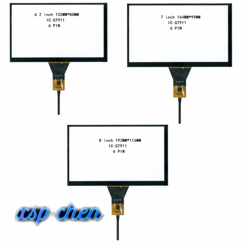 

Car DVD navigation 6.2 inch capacitive touch screen 155*88 6 line touch screen GT911 6P line 7 inch 164*99 8 inch 192*116