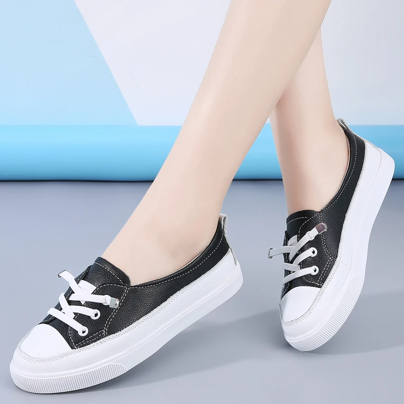 Spring Autumn Women's Casual Shoes Genuine Leather Woman Flat Loafers Lace Up Female Sneakers Shallow Soft Ladies Walking Shoe
Spring Autumn Women's Casual Shoes Genuine Leather Woman Flat Loafers Lace Up Female Sneakers Shallow Soft Ladies Walking Shoe
