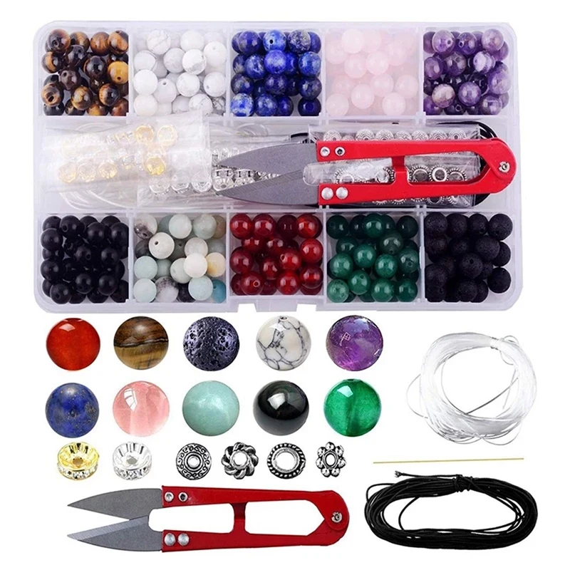 Gem Bead Box Set Round Loose Stones Natural Amethyst Lava Mixed Color Bracelet Jewelry Making Tool Kit
Gem Bead Box Set Round Loose Stones Natural Amethyst Lava Mixed Color Bracelet Jewelry Making Tool Kit