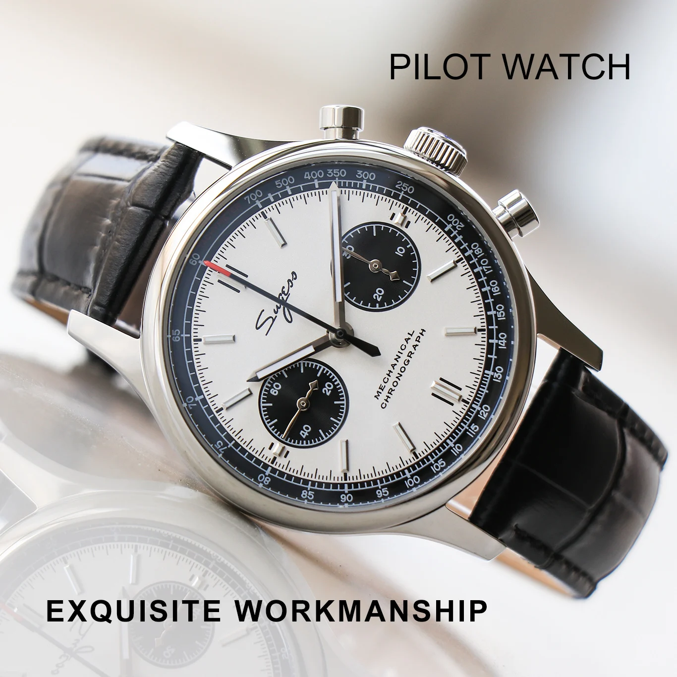 40mm Watch Men Chronograph Panda Face Wirstwatches Mechanical ST19 Movement 1963 Movement Gooseneck Luminous Waterproof Sapphire
40mm Watch Men Chronograph Panda Face Wirstwatches Mechanical ST19 Movement 1963 Movement Gooseneck Luminous Waterproof Sapphire