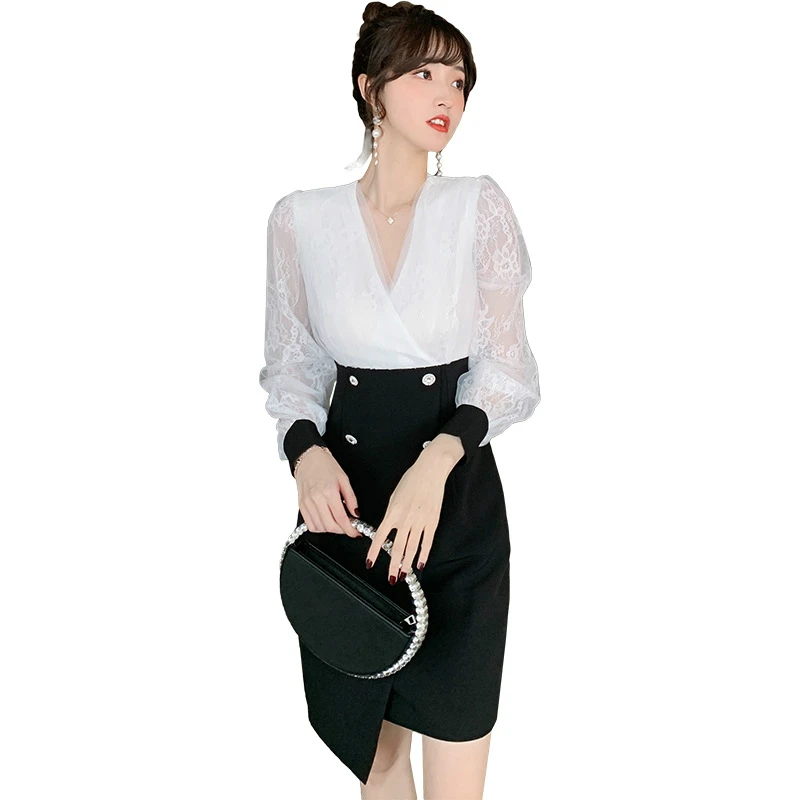 2020 Autumn Winter Streetwear Fashion Korean Dress for Women Lace Patchwork Corset Double Button Office Work White Dress Ladies
2020 Autumn Winter Streetwear Fashion Korean Dress for Women Lace Patchwork Corset Double Button Office Work White Dress Ladies