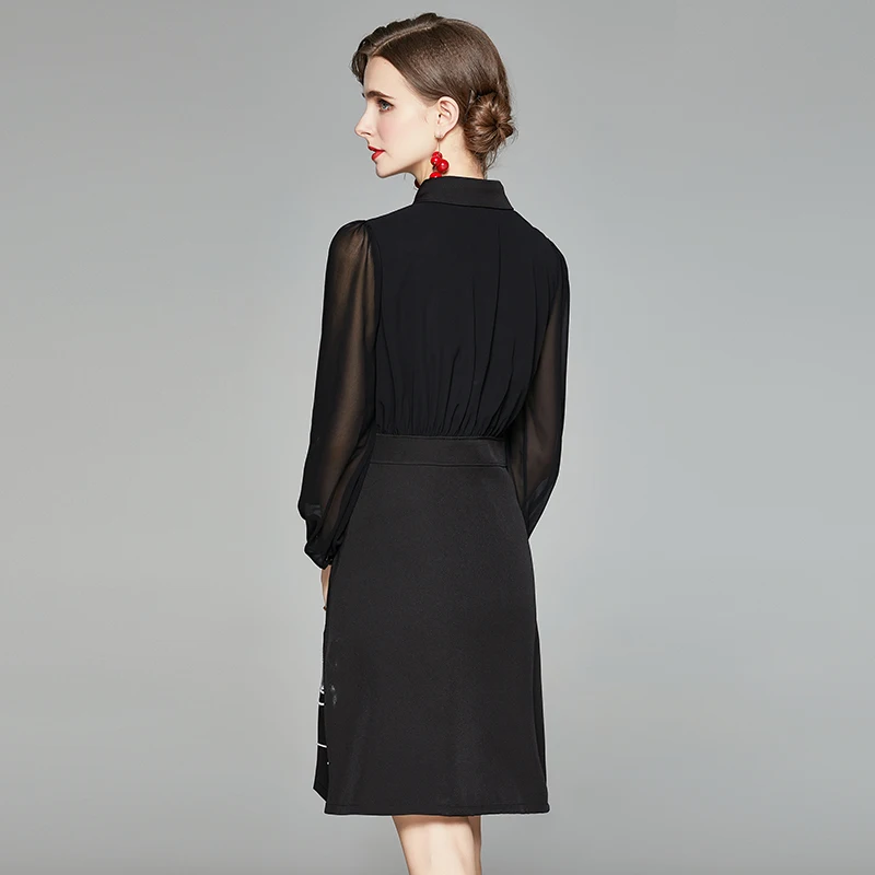 FUCHAO Women Autumn Luxury Embroidery Dress Shirt High Quality Vintage Office Party Robe Femme Designer Black A-Line Vestidos
FUCHAO Women Autumn Luxury Embroidery Dress Shirt High Quality Vintage Office Party Robe Femme Designer Black A-Line Vestidos