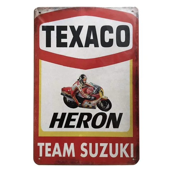 Retro Vintage Tin Sign Texaco Heron Team Suzuki Wall Metal Posters Plaques for Home Bar Garage Man Cave
Retro Vintage Tin Sign Texaco Heron Team Suzuki Wall Metal Posters Plaques for Home Bar Garage Man Cave