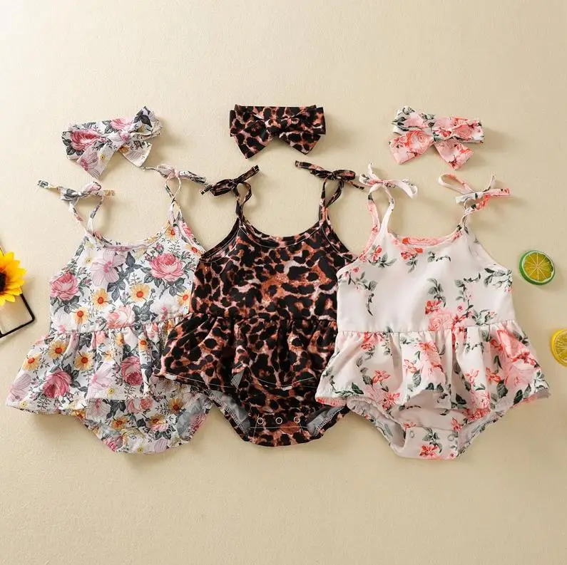 Summer Baby Girl’s Lace-Up Suspender Romper Fresh Leopard/Flower U-neck Jumpsuits Headband Baby Bodysuits
Summer Baby Girl’s Lace-Up Suspender Romper Fresh Leopard/Flower U-neck Jumpsuits Headband Baby Bodysuits