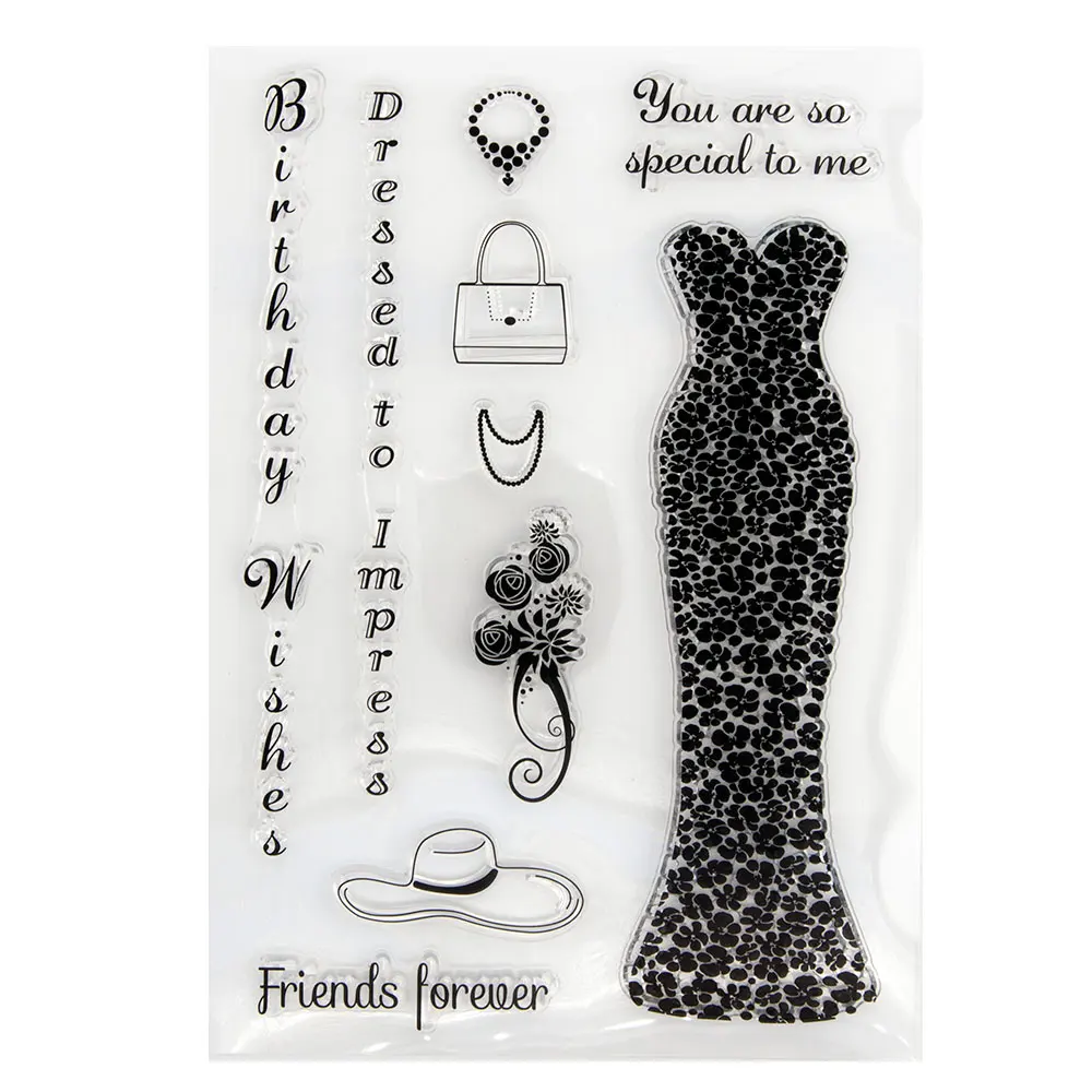 Silicone Clear Stamps for Scrapbooking Dress Decoration Embossing Folder Craft Rubber Stamp Tools New
Silicone Clear Stamps for Scrapbooking Dress Decoration Embossing Folder Craft Rubber Stamp Tools New