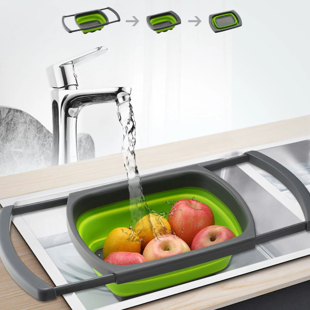1Pcs Washing Basket Silicone Collapsible Colander With Handle Kitchen Folding Fruit Vegetable Strainer Drain Water Filter Basket
1Pcs Washing Basket Silicone Collapsible Colander With Handle Kitchen Folding Fruit Vegetable Strainer Drain Water Filter Basket