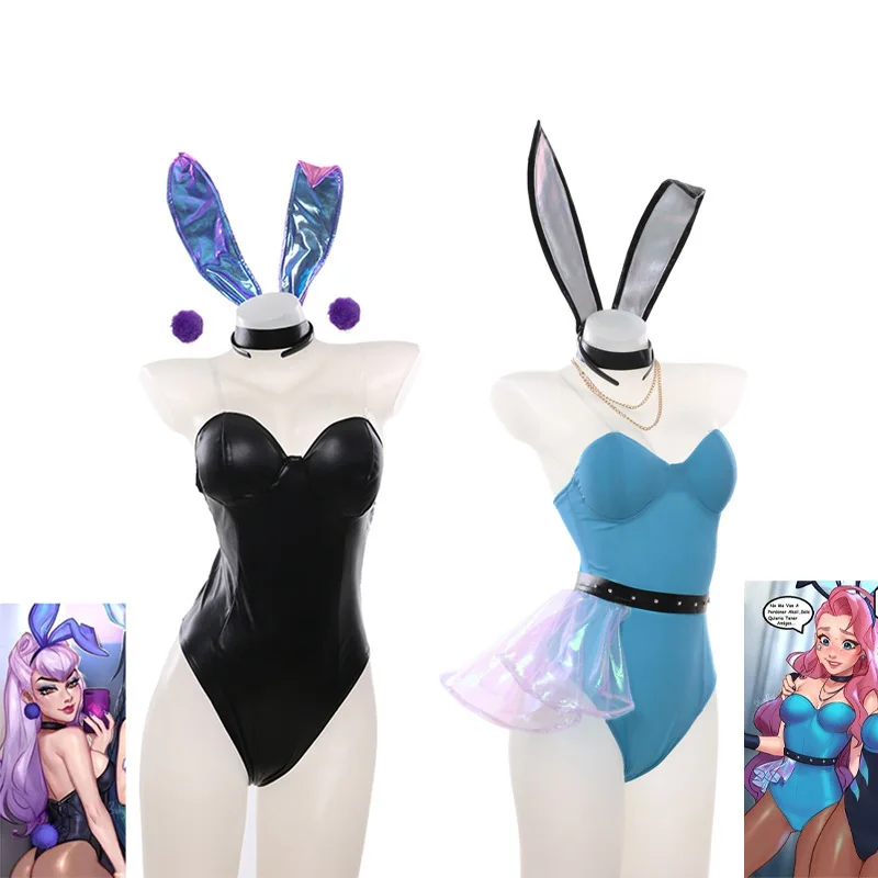 

Game LOL KDA Cosplay Seraphine Evelynn Bunny Ears Sexy Women Tight Party Halloween Dress Costume