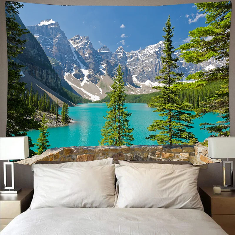 Mountain Forest Lake Tapestry Cheap Natural Scenery Wall Hanging Art Thin Polyester Hanging Cloth Ceiling Blanket Home Decor
Mountain Forest Lake Tapestry Cheap Natural Scenery Wall Hanging Art Thin Polyester Hanging Cloth Ceiling Blanket Home Decor