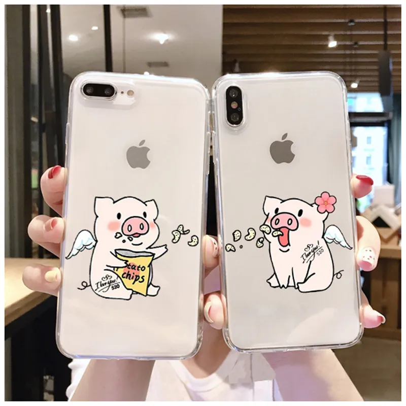 Милый мультяшный чехол для телефона с принтом свиньи Для iphone 11 12 Mini Pro max 8 7 plus SE XS Max