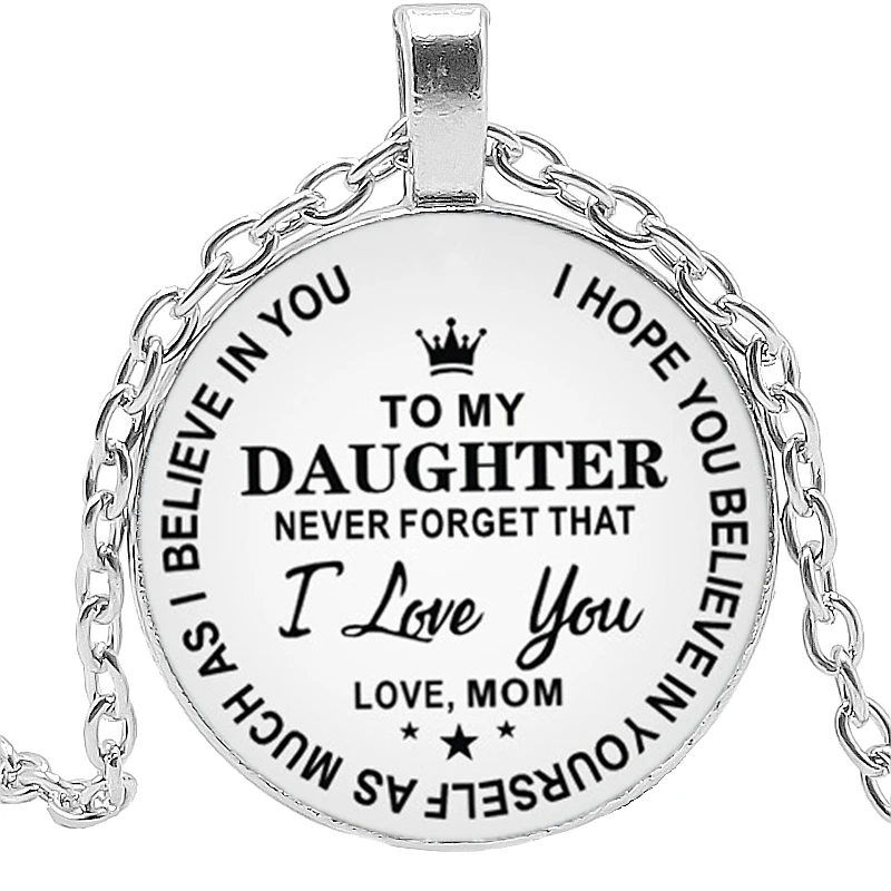 2020 Fashion To My Daughten Love Mom Time Glass Pendant Necklace Men and Women Jewelry Sweater Chain
2020 Fashion To My Daughten Love Mom Time Glass Pendant Necklace Men and Women Jewelry Sweater Chain